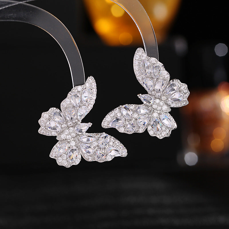 New European and American earrings heavy industry three-dimensional butterfly earrings