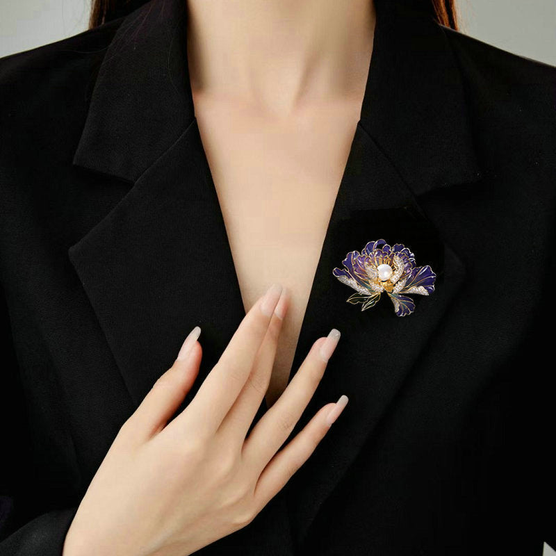 Chinese style peony brooch, elegant temperament, Chinese style coat, Hanfu cheongsam accessories.