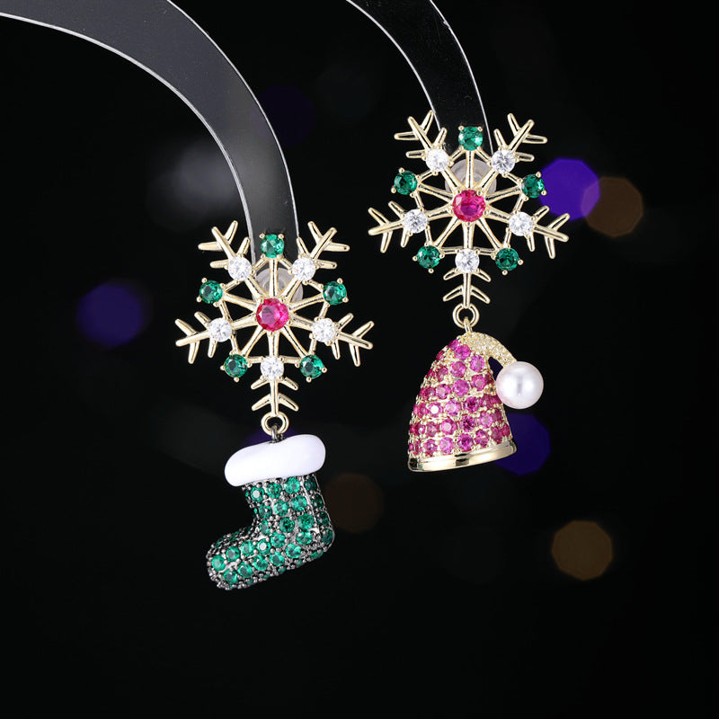 Festive atmosphere earrings snowflake boots hat earrings Christmas gift