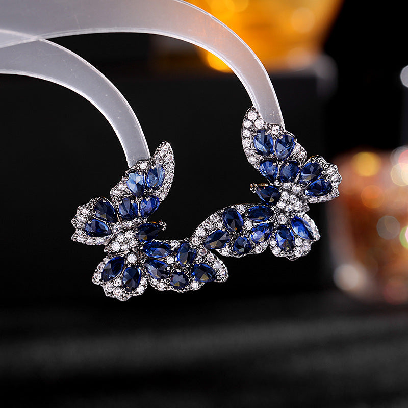 New European and American earrings heavy industry three-dimensional butterfly earrings