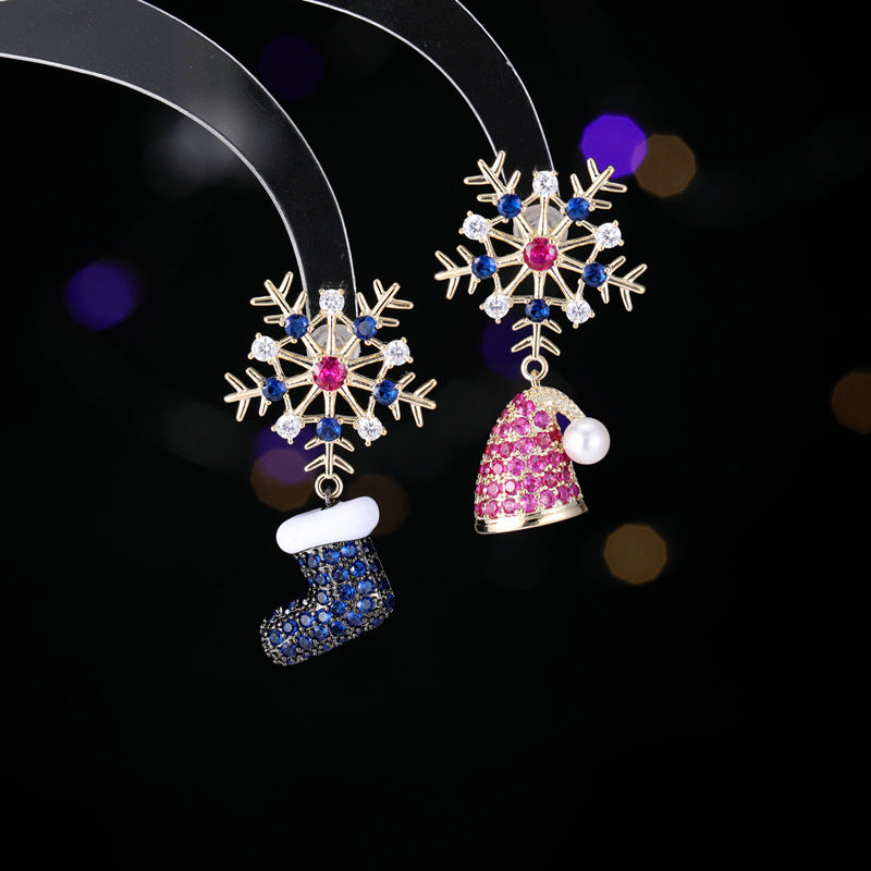 Festive atmosphere earrings snowflake boots hat earrings Christmas gift