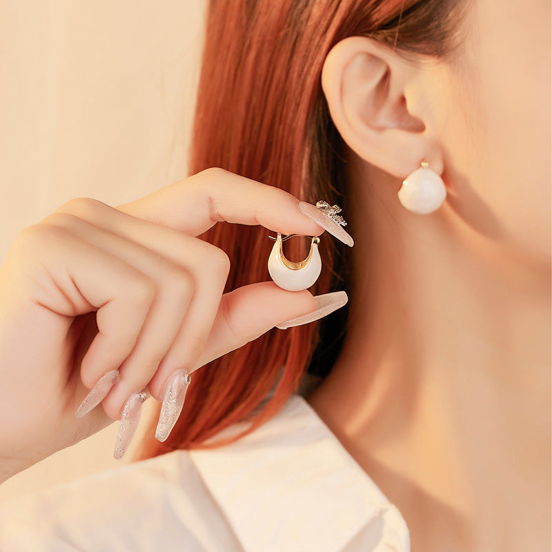 Autumn winter sterling silver enamel drip glaze earrings