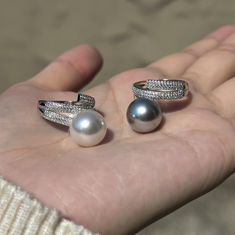 Full diamond hemp color pearl adjustable ring