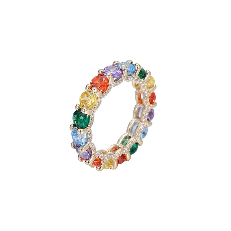 Light luxury design high-end candy color rainbow ring