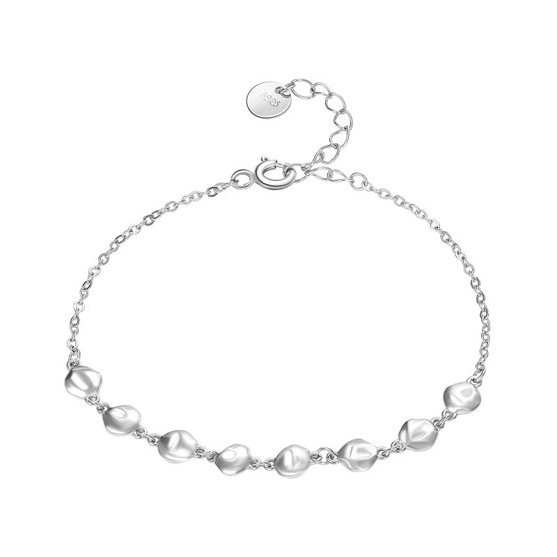 Silver bracelet ins simple design skin texture chain bracelet