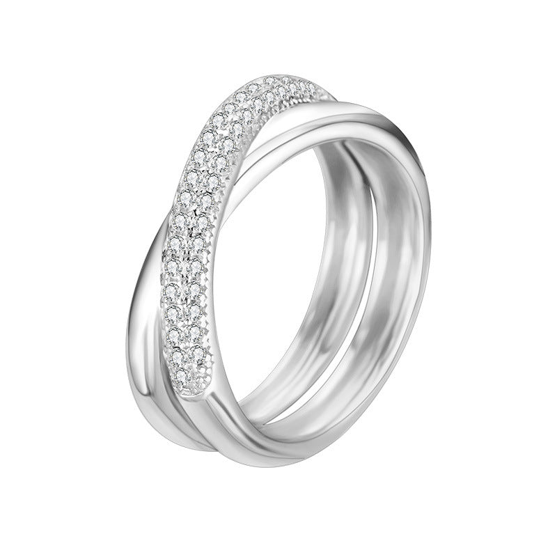 Sterling silver double cross wrap niche design ring