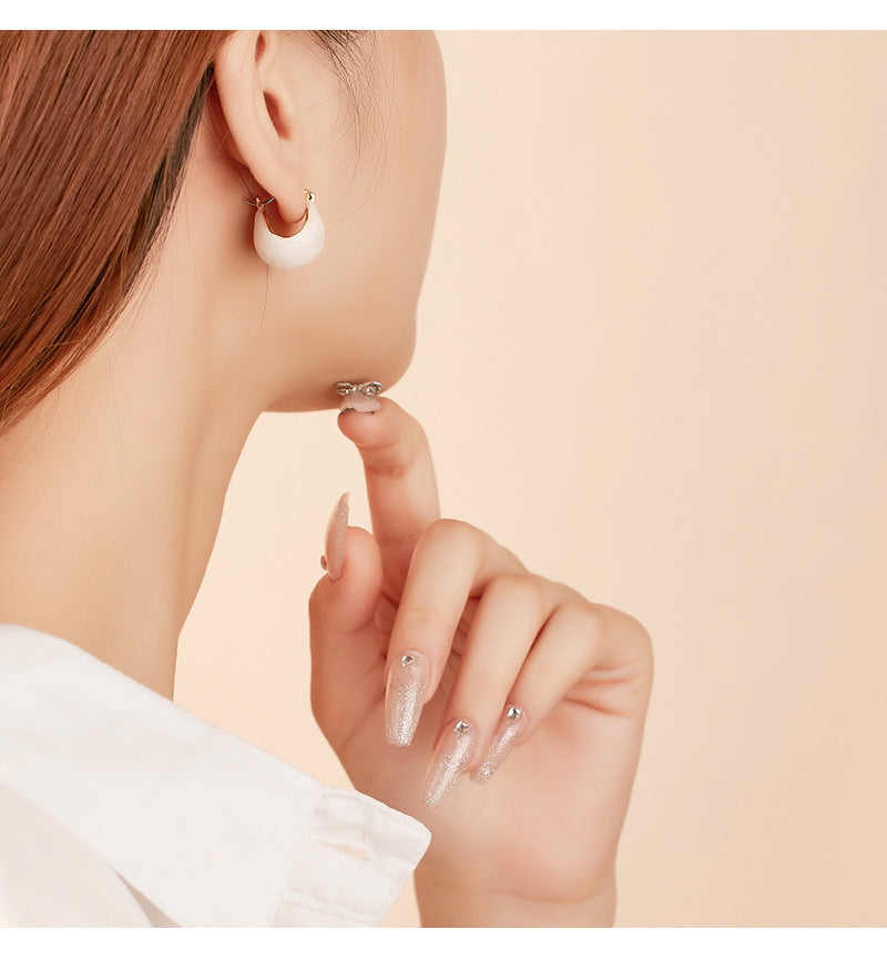 Autumn winter sterling silver enamel drip glaze earrings