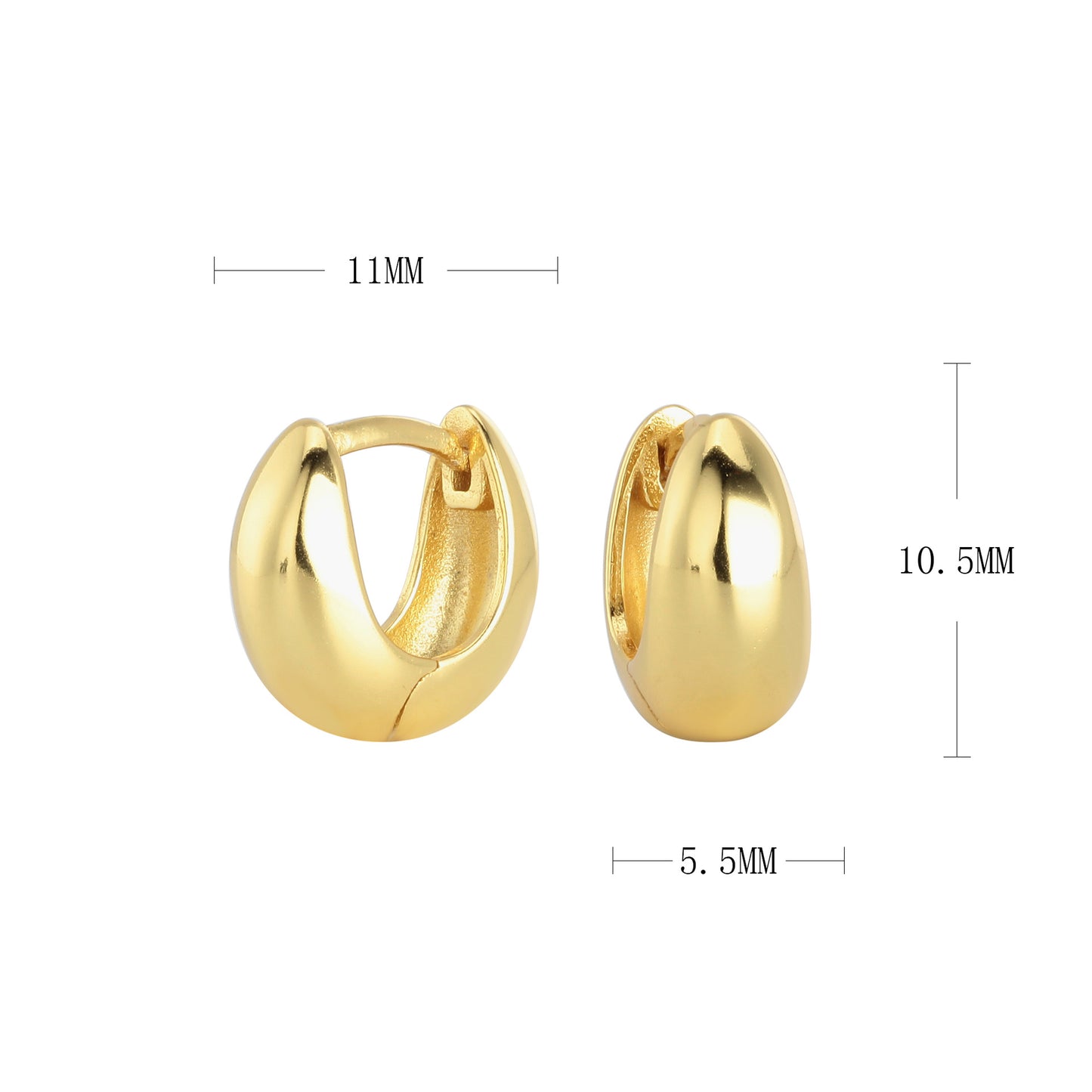 S925 sterling silver hot sale bean ear clips color-retaining gold-plated water drop earrings niche texture ear studs earrings