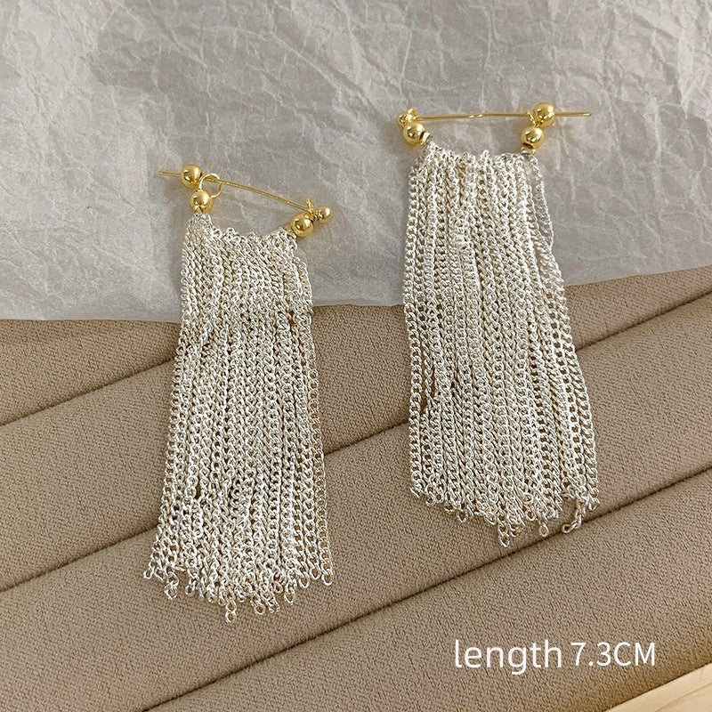 Heavy Industry Galaxy Waterfall Necklace Niche Design Tassel Earrings Female Sparkling Temperament Earrings Clavicle Chain